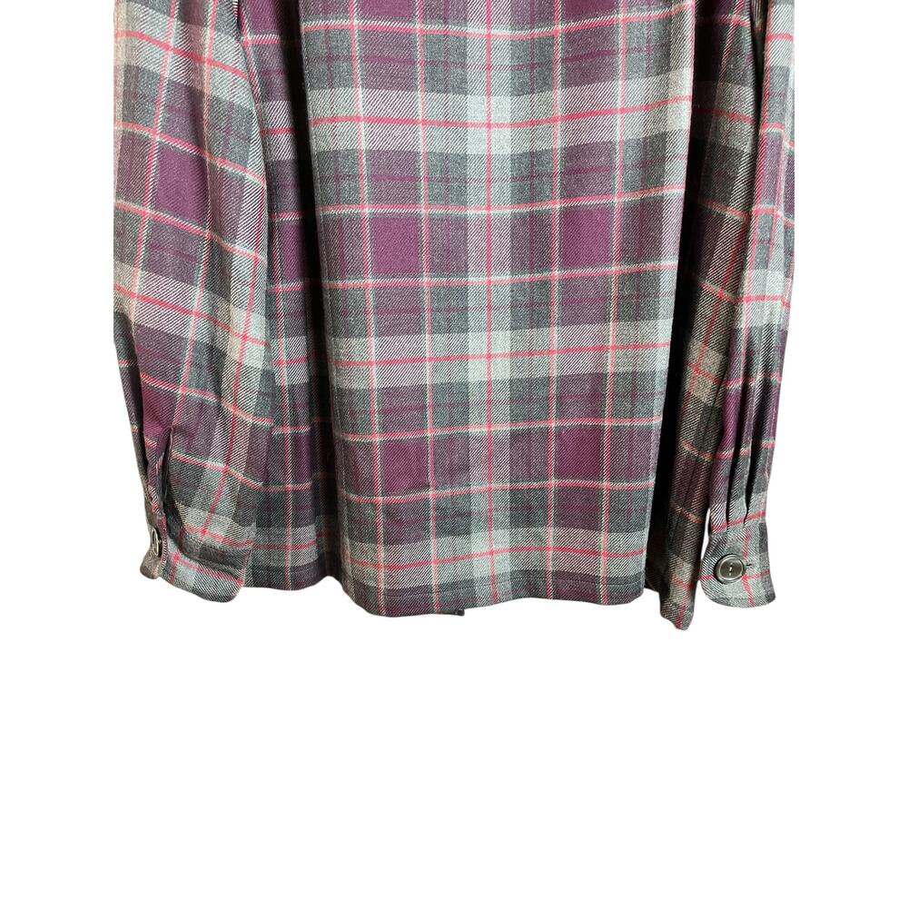 Pendleton Plaid Button Front Shirt Jacket Womens Size L Purple Grey special wool - Picture 7 of 12